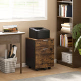 HOMCOM Two-Drawer Lockable Filing Cabinet on Wheels – Under Desk Office Storage, Black and Brown