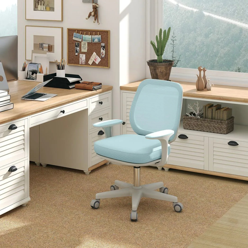 Vinsetto Mesh Back Office Chair with 44–56cm Adjustable Height, Swivel Seat & Castors – Light Green