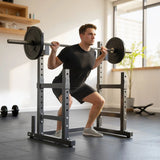 SPORTNOW Adjustable Squat Rack with Plate Holders and Safety Spotters, 300kg Load – Home Gym