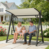 Outsunny 3 Seater Garden Swing Chair with Adjustable Canopy and Breathable Mesh Seat, 360 kg Capacity, White