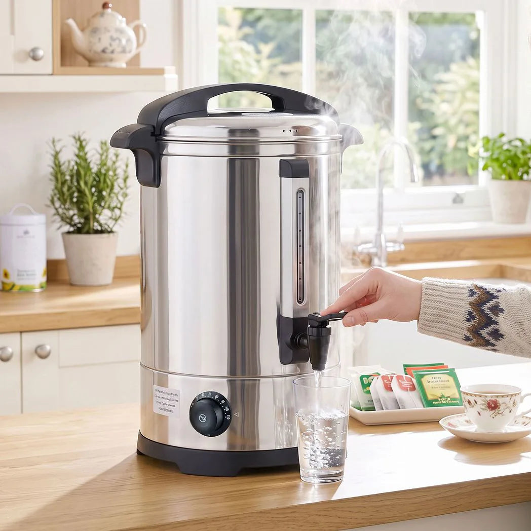HOMCOM 6.5L Catering Urn, 1500W Stainless Steel Hot Water Boiler with Thermostat and Keep Warm Function