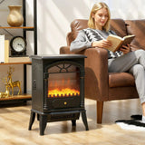 HOMCOM Freestanding Electric Fireplace Stove Heater with 3D Flame Effect, 1000W/2000W – Black