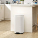 HOMCOM 30L Pedal Kitchen Bin with Soft-Close Lid and Removable Bucket – Compact Metal Rubbish Bin, Cream