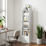 HOMCOM 6-Tier 156cm Tall Bookcase with Cupboard and Adjustable Shelves, Anti-Tipping Kit – White