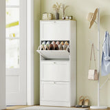 HOMCOM Slim 4-Drawer Shoe Cabinet with Adjustable Shelves – Holds 24 Pairs, White