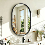 HOMCOM Wall Mirror, Bathroom Mirror with Elevated Aluminium Alloy Frame, 60 x 90 cm, Black