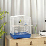 PawHut Large Metal Bird Cage with Perches, Feeders and Swing – For Budgies, Parakeets and Finches, Blue