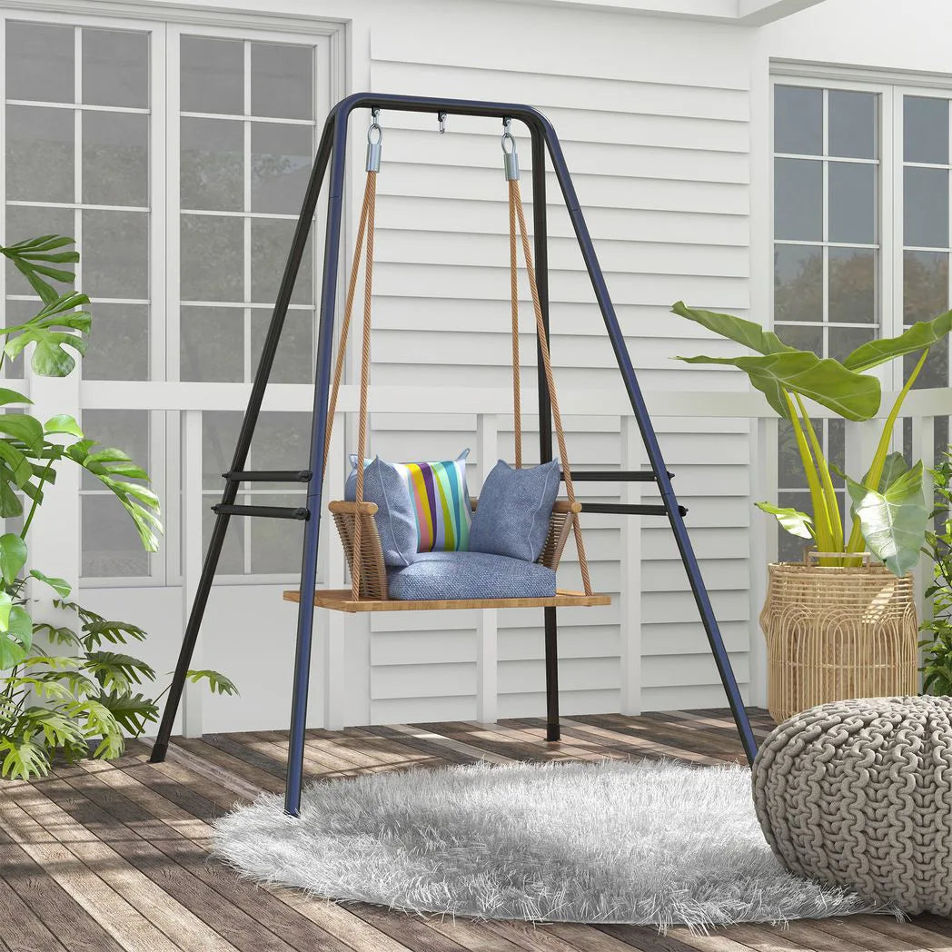 Outsunny Hammock Chair Stand with Heavy-Duty Metal Frame – Hanging Chair, Egg Chair & Porch Swing Stand, Black
