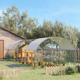 PawHut Walk-In Galvanised Chicken Run with Water-Resistant Covers – Poultry Playpen for Chickens & Ducks