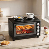 HOMCOM 36L Mini Oven with Dual Hot Plates, Convection Fan & Rotisserie – Countertop Electric Cooker, 90–230°C