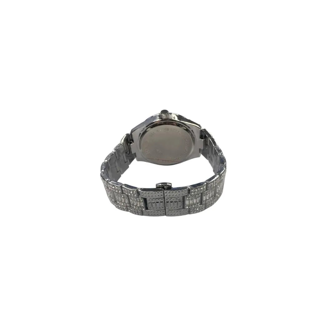 NY London Men's Bling Watch – Round Silver Dial, Silver Bracelet, Date Display