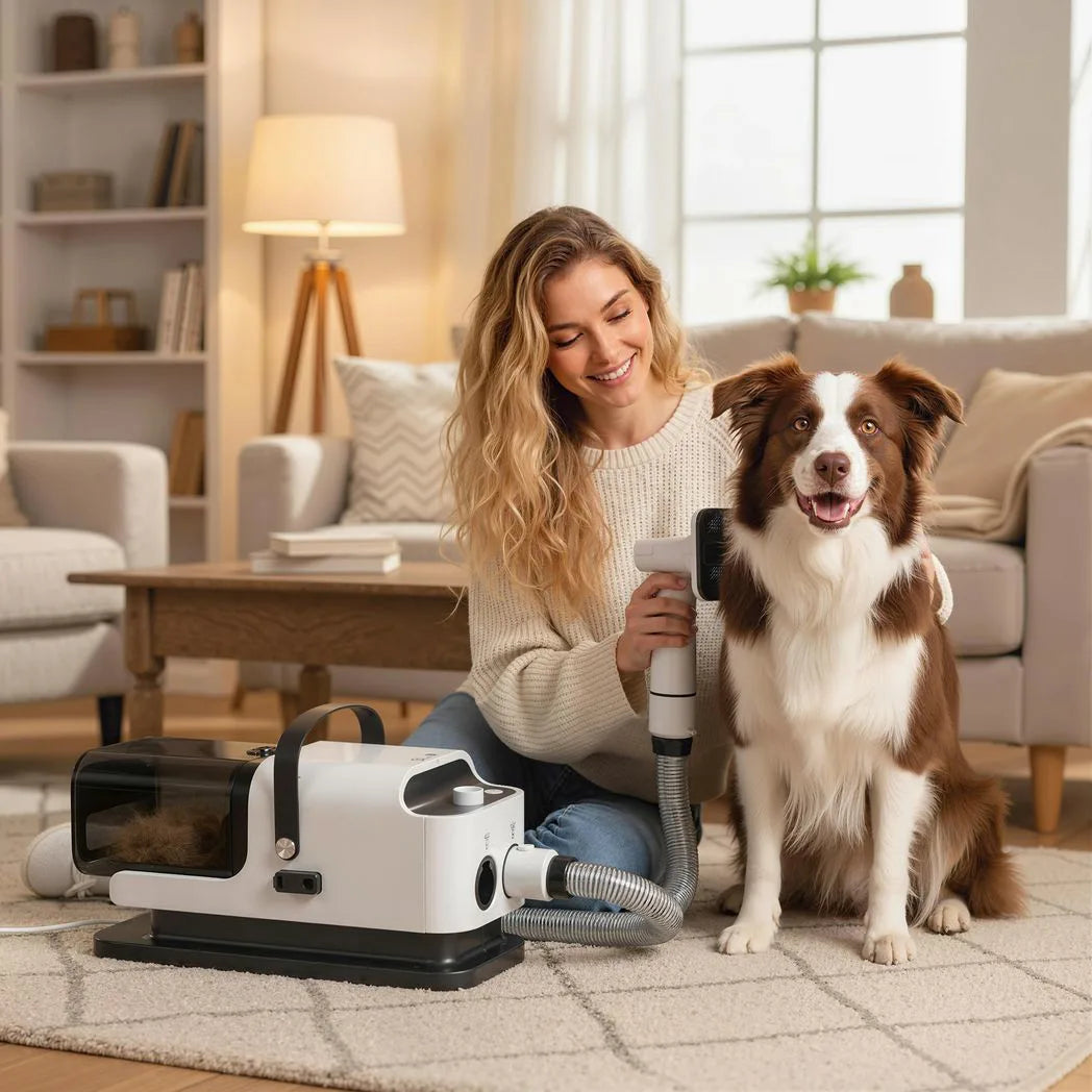 PawHut 5-in-1 Dog Grooming Kit with Vacuum, Dryer and Clipper – 1.8L Canister, 4 Adjustable Blow Temperatures