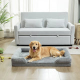 PawHut Orthopaedic Dog Sofa Bed with Cooling Gel Memory Foam & Washable Cover – Grey, Large