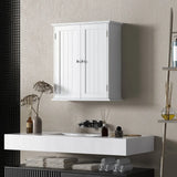 HOMCOM 3-Tier Wall-Mounted Bathroom Cabinet with Adjustable Shelf – Space-Saving Storage, White