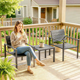Outsunny 3 Piece Garden Bistro Set for 2 – HDPE Chairs and Coffee Table with Steel Frame