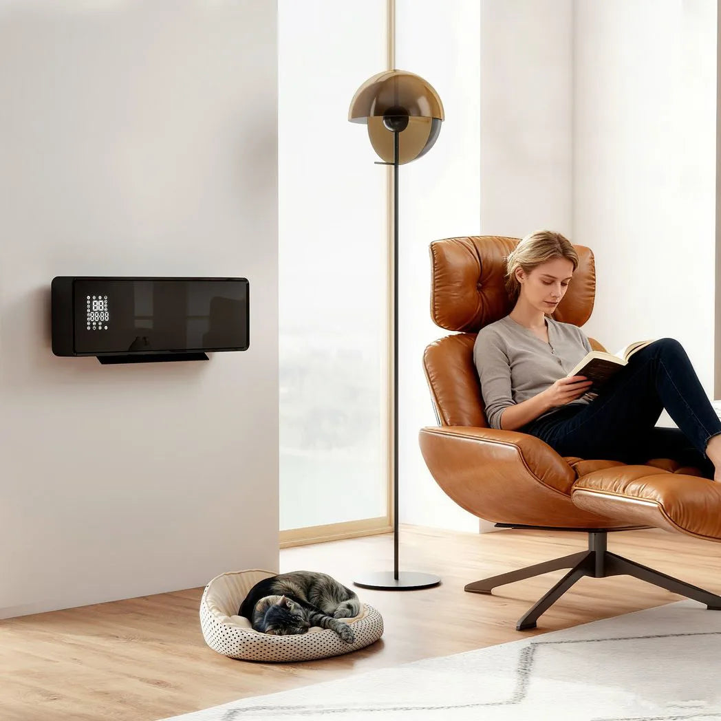 HOMCOM 2000W Wall Mounted Ceramic Electric Heater with Oscillating Fan and Thermostat – Remote Control, Black