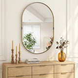 HOMCOM Wall Mirror, Bathroom Mirror with Elevated Aluminium Alloy Frame, 60 x 90 cm, Gold Tone
