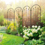Outsunny Set of 4 Metal Garden Trellis Panels with Spiral Anchor Design, 180 x 50cm – Climbing Plant Support