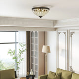HOMCOM Vintage 2-Light Crystal Chandelier Flush Mount Ceiling Light with 168 Octagonal Beads – Black