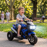 AIYAPLAY Kids Electric Ride-On Motorbike with 3 Wheels, Horn & Headlights – Toddler Battery Motorcycle, Blue