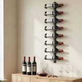 HOMCOM 8 Tier Wall Mounted Wine Rack – Metal Bottle Display and Storage Holder for Kitchen, Black