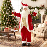 HOMCOM 150cm Life-Size Singing Santa Claus with Bell & Wreath – Animated Sound/Touch Christmas Decoration