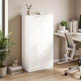 HOMCOM 120 cm Tall Storage Cabinet with 3 Tiers and Soft-Close Doors – Home Office File Organiser, White