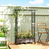 Outsunny Mobile Raised Garden Bed with Arch Trellis – Self-Watering 2 x 24L Planter Boxes on Wheels