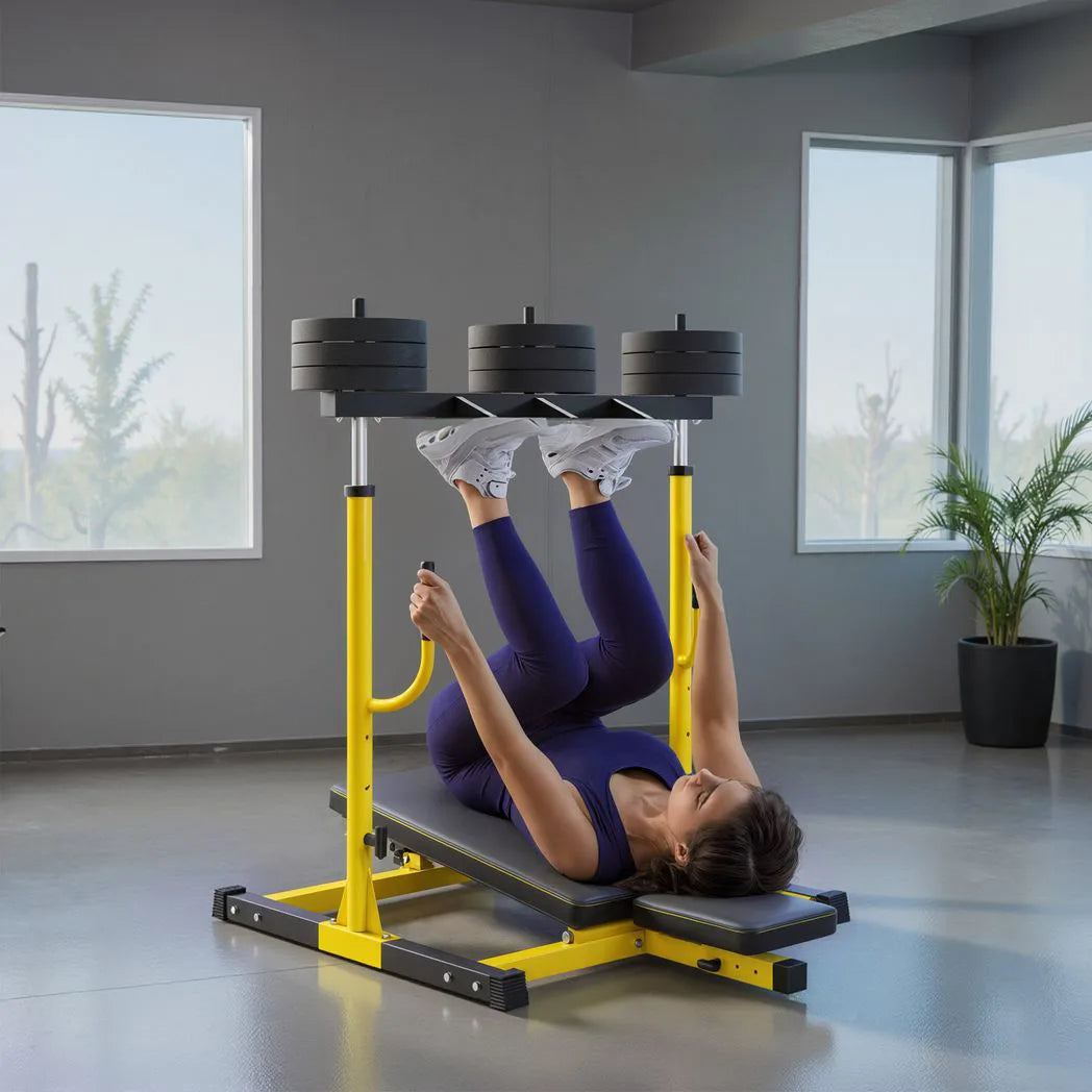 SPORTNOW Vertical Leg Press Machine with Adjustable Backrest & Headrest – 1" Standard Plate Home Gym, Yellow
