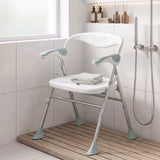 HOMCOM Foldable Shower Chair with Flip-Up Armrests, Adjustable Height & Non-Slip Feet, 136 kg