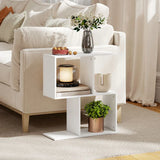 HOMCOM S-Shaped 3-Tier Narrow Side Table with Storage Shelves, 50W x 19.5D x 58H cm – Living Room End Table, White