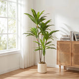 HOMCOM 150 cm Artificial Dracaena Tree with Bendable Trunks and White Pot – Lifelike Fake Plant, Green