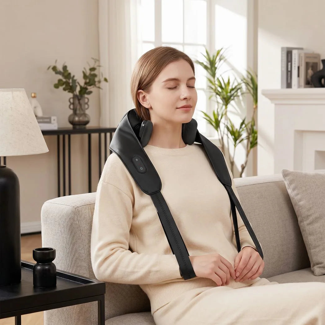 HOMCOM Cordless Neck Massager with Heat – 4D Shiatsu Deep Tissue Neck and Shoulder Massager for Car and Home