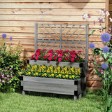 Outsunny 2-Tier Wooden Raised Garden Bed with Trellis – Elevated Planter for Vegetables and Herbs, Grey