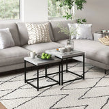 HOMCOM Coffee Table Set of 2 with 3.5cm Thick Tabletop – Square Nest of Tables, Grey