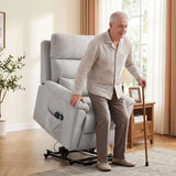 HOMCOM Power Lift Recliner Chair with Massage & Heat – Electric Lift Chair, Terry Cloth, Light Grey