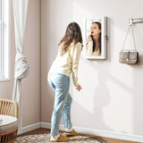 HOMCOM Wall-Mounted Jewellery Cabinet with Mirror, Lockable Storage with 80 Earring Slots and Hooks, White