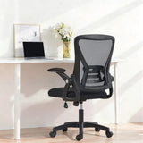 HOMCOM Mesh Office Chair with Flip-Up Armrests, Lumbar Support and Adjustable Height – Desk Chair, Black
