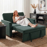 HOMCOM 2 Seater Sofa Bed, 3-in-1 Pull Out Sleeper with Click-Clack Adjustable Backrest, Dark Green