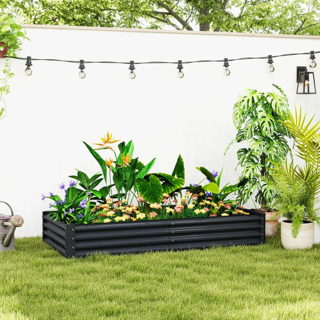Outsunny 180 x 90cm Galvanised Steel Raised Planter