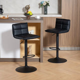 HOMCOM Set of 2 Faux Leather Swivel Bar Stools with Adjustable Height – Kitchen Island Breakfast Stools, Black