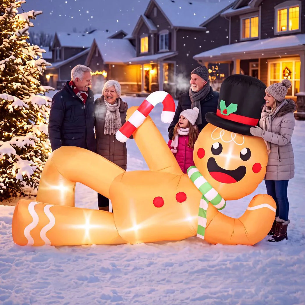 Outsunny 9.8ft Giant Christmas Inflatable Gingerbread Man Side-Lying