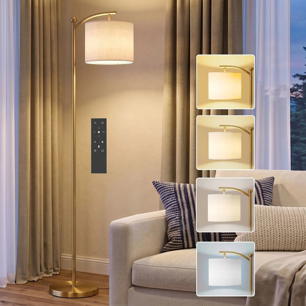 HOMCOM LED Floor Lamp with Remote Control – Gold Tone