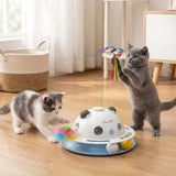PawHut 4-in-1 Interactive Cat Toy with Spinning Butterfly, Shooting Feathers and Catnip Balls