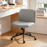 HOMCOM Armless Home Office Desk Chair with Wide 62cm Seat, Adjustable Height and Rocking – Pet-Friendly Leather, Grey