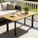 Outsunny Outdoor Garden Coffee Table – Slatted Wood-Plastic Composite Top with Metal Frame, 90 x 49cm, Brown