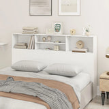 HOMCOM King-Size Freestanding Headboard with 4 Open Storage Compartments – Bedroom Bed Headboard, White
