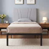 HOMCOM 3FT Single Bed Frame with Upholstered Headboard & Underbed Storage – 250 kg Capacity, Black and Grey