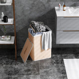 HOMCOM 70L Collapsible Bamboo Laundry Hamper with Lid & Removable Lining – Washing Basket, 40x30x60cm