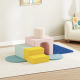 AIYAPLAY 8-Piece Foam Play Blocks with Velvet Covers – Soft Indoor Climbing Set for Kids, Multicolour
